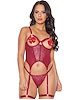 Additional RED view of product ROWAN OPEN-CUP BUSTIER AND THONG with color code RD