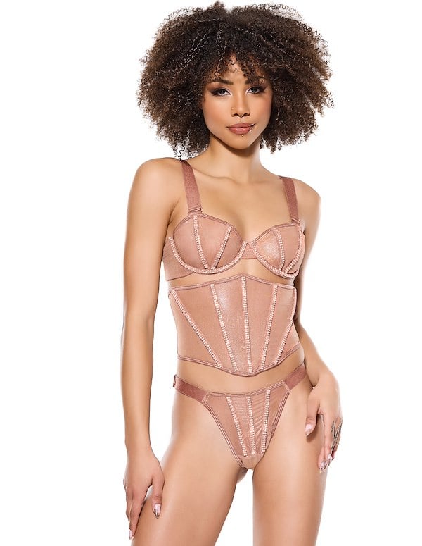 Rhea Bra And Thong With Waist Cincher default view Color: BZ