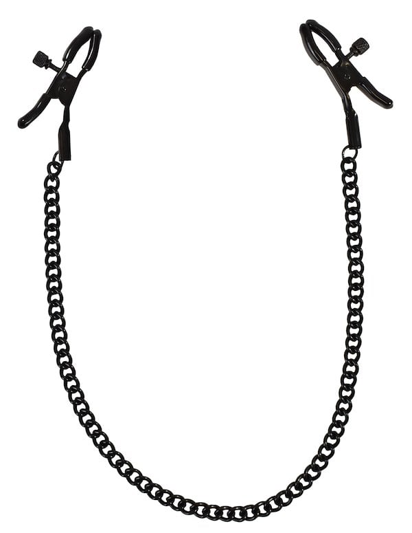 KINK & CONSENT - ALLIGATOR CLAMPS WITH CHAINS ALT1 view Color: BK