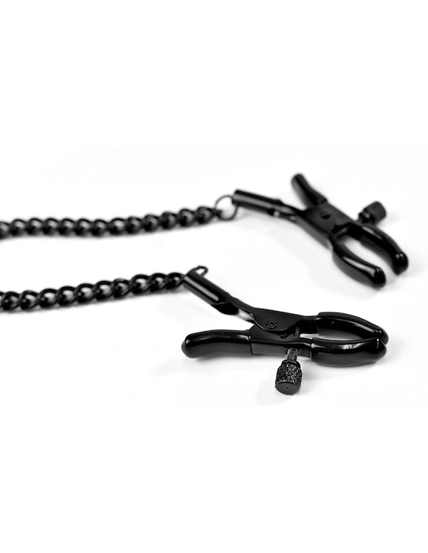 KINK & CONSENT - ALLIGATOR CLAMPS WITH CHAINS ALT2 view Color: BK