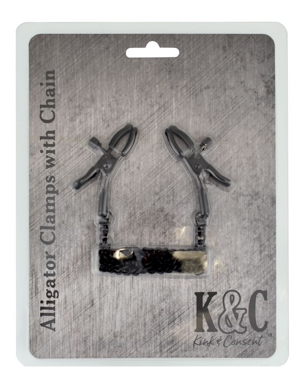 KINK & CONSENT - ALLIGATOR CLAMPS WITH CHAINS ALT3 view Color: BK