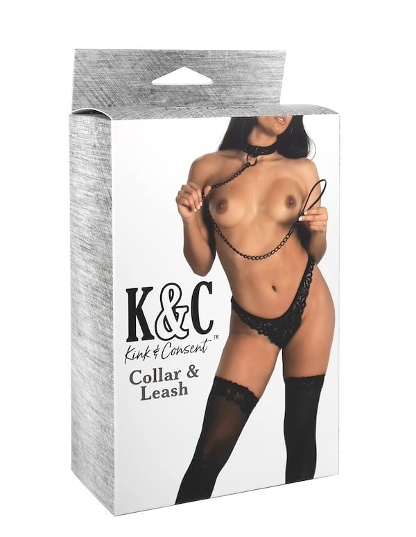 Kink & Consent - Collar & Leash ALT2 view Color: BK