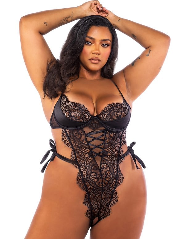Dreamer's Lust Plus Size Teddy default view Color: BK