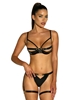 Additional BLACK view of product PLEASE ME VINYL OPEN SHELF BRA AND PANTY WITH ATTACHED GARTER STAYS with color code BK