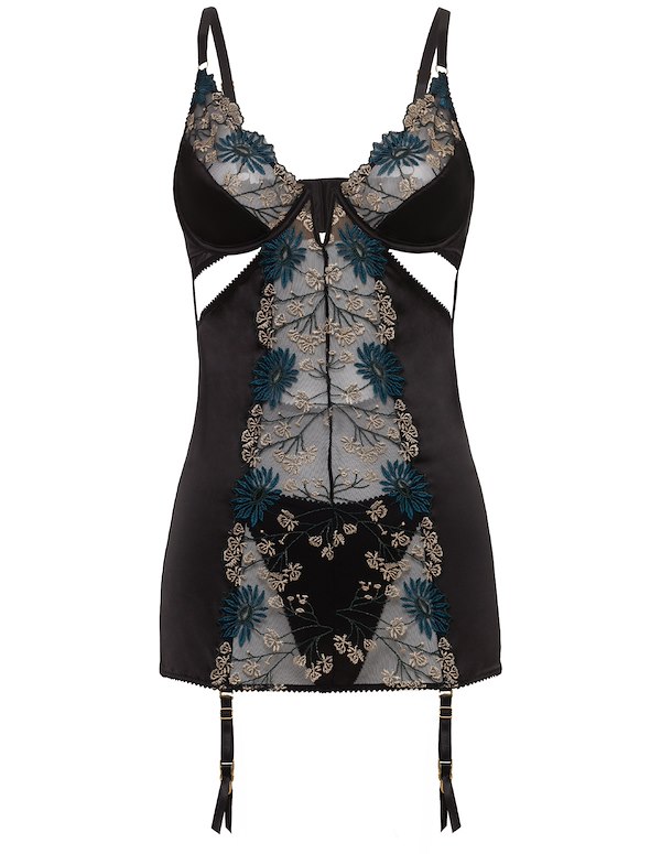 ALANI EMBROIDERED BABYDOLL ALT4 view Color: BK