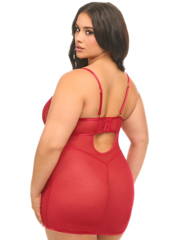 Milana Fitted Plus Size Babydoll With Bow Details ALT1 view Color: RD
