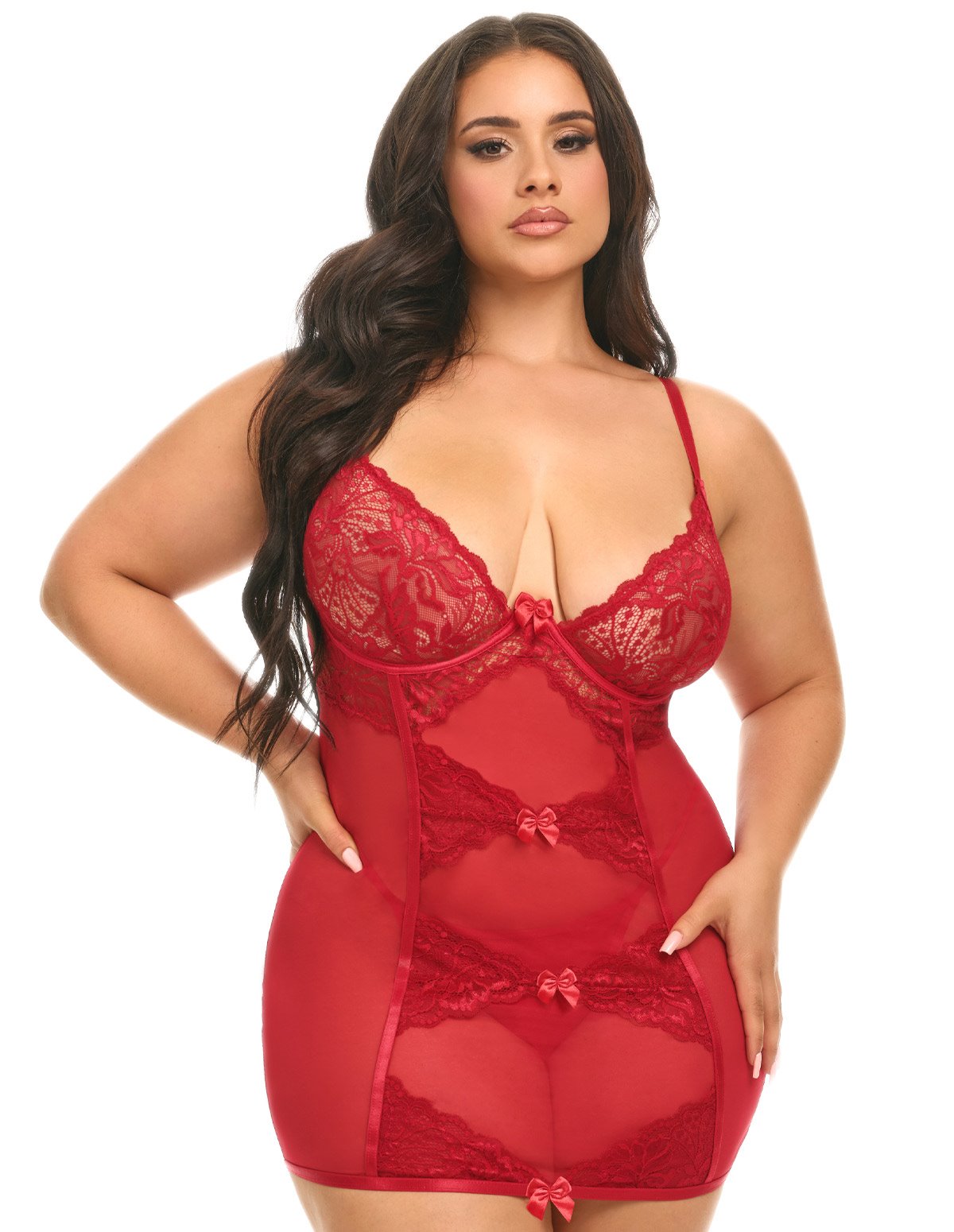 alternate image for Milana Fitted Plus Size Babydoll With Bow Details