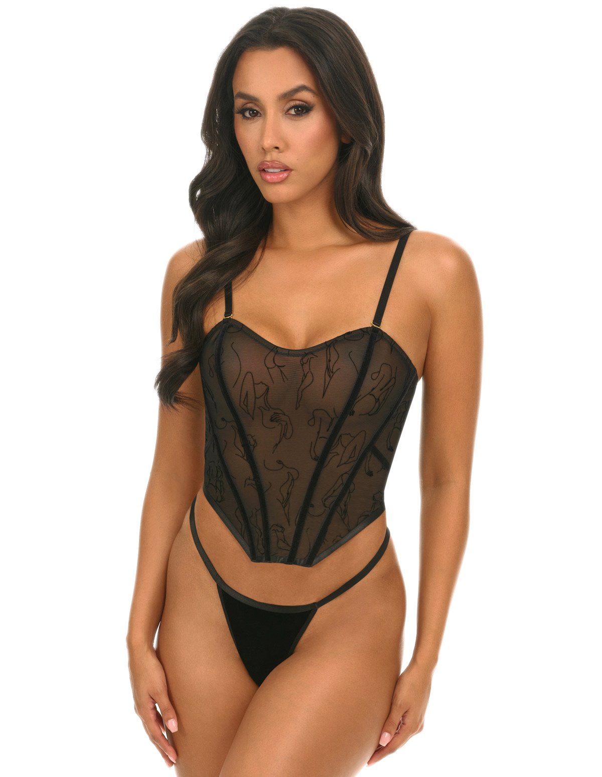 alternate image for PARIS VELVET BURNOUT BUSTIER AND G-STRING