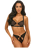 Additional BLACK view of product ESME MESH BRA AND PANTY SET WITH RING DETAILS with color code BK