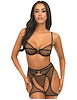 Additional BLACK view of product ALENA FISHNET BRA AND PANTY SET WITH CHAPS with color code BK