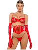 Additional RED view of product MIDNIGHT MINX FAUX PATENT LEATHER 3PC BRA AND THONG WITH CINCHER with color code RD