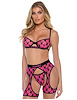 Additional PINK view of product PLAYBOY BRA AND THONG WITH CHAPS with color code PK