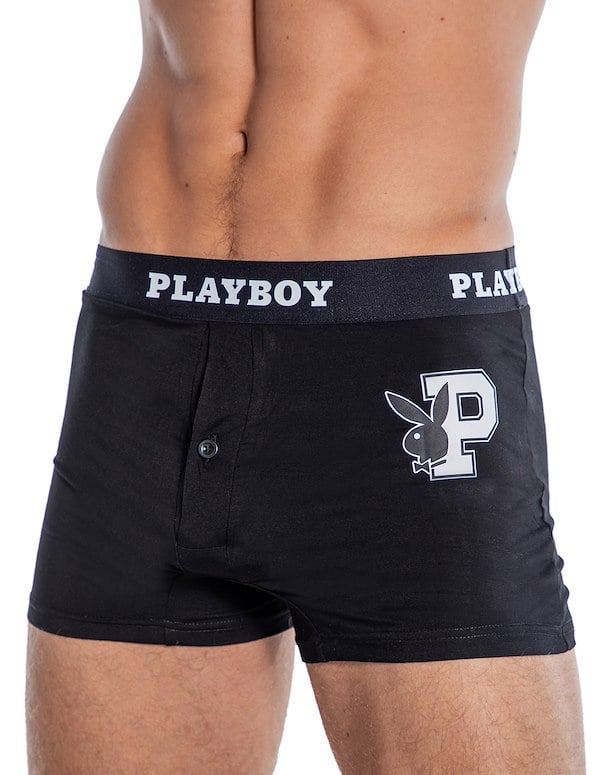 Playboy Black Athletic Lounge Boxer Brief ALT2 view Color: BK