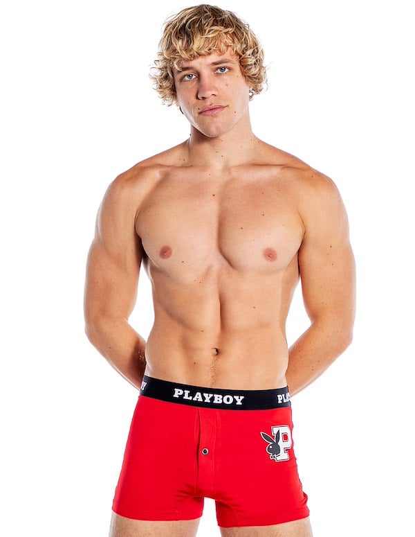 Playboy Red Athletic Lounge Boxer Brief default view Color: RD