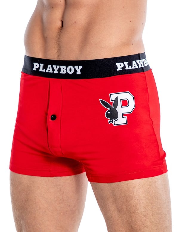 Playboy Red Athletic Lounge Boxer Brief ALT2 view Color: RD