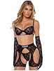 Additional BLACK view of product PLAYBOY BLACK BRA AND THONG WITH CHAPS with color code BK