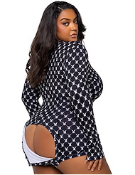Alternate back view of PLAYBOY PLUS SIZE LOUNGEWEAR ROMPER