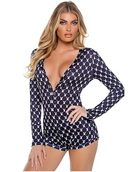 Front view of PLAYBOY LOUNGEWEAR ROMPER