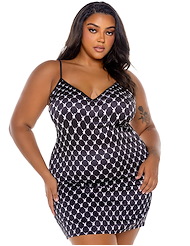 Front view of PLAYBOY LOGO PLUS SIZE CHEMISE