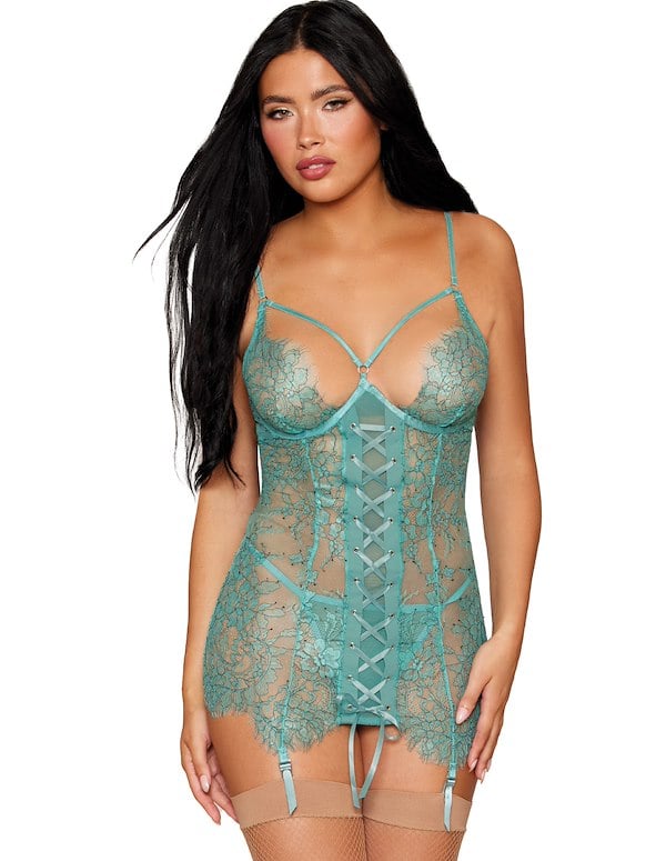 Charlotte Garter Slip And G-String default view Color: TL