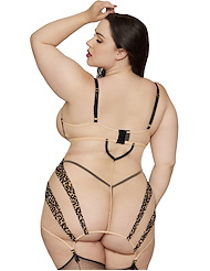 Alternate back view of WILD SIDE FLOCKED LEOPARD PLUS SIZE CHEMISE
