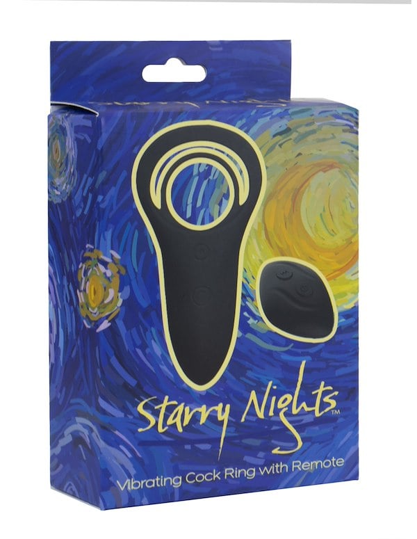 Starry Nights - Vibrating Cock Ring W/ Remote ALT1 view Color: BK