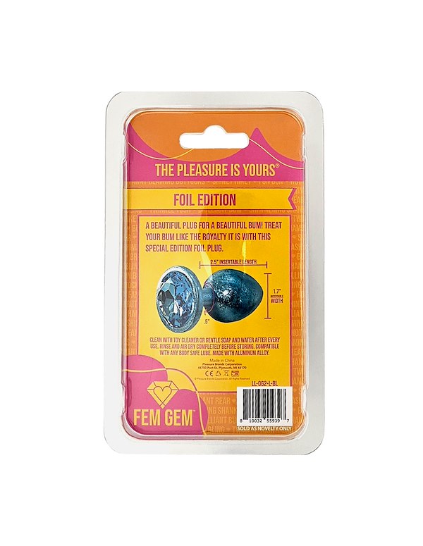 FEM GEM - FOIL EDITION - BLUE PLUG W/ BLUE GEM ALT3 view Color: BL