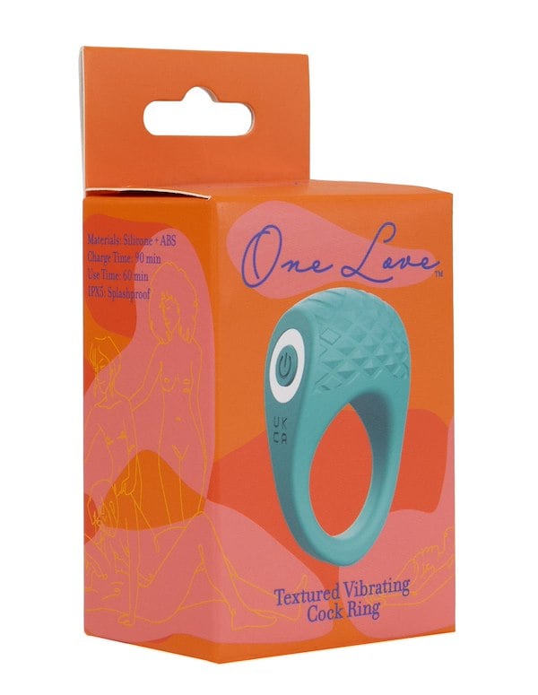 ONE LOVE - TEXTURED VIBRATING COCK RING ALT3 view Color: TQ