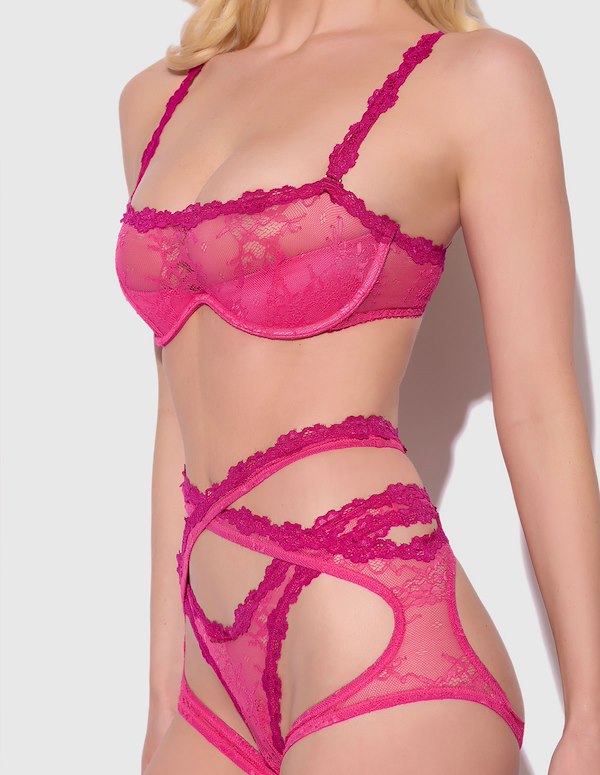 YVONE LACE BRA AND GARTER WITH TANGA SET ALT3 view Color: FU
