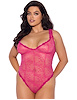 Additional PURPLE/FUCHSIA view of product YVONE LACE PLUS SIZE UNDERWIRE TEDDY with color code FU