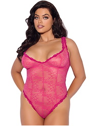 Front view of YVONE LACE PLUS SIZE UNDERWIRE TEDDY