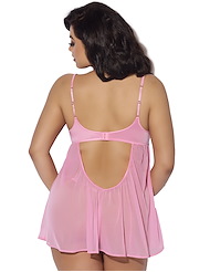 Alternate back view of ZOE OIL SLICK UNDERWIRE PLUS SIZE BABYDOLL