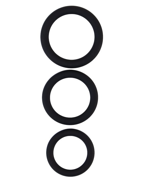 Stay Stiff - 3Pc Cock Ring Set - Small default view Color: BK