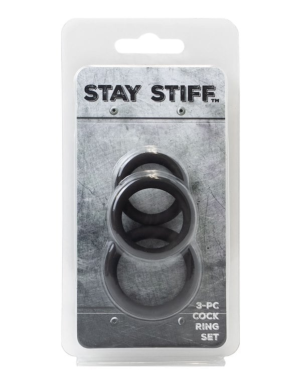 Stay Stiff - 3Pc Cock Ring Set - Small ALT3 view Color: BK