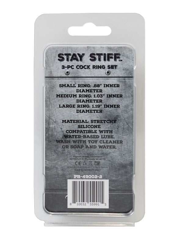 Stay Stiff - 3Pc Cock Ring Set - Small ALT4 view Color: BK
