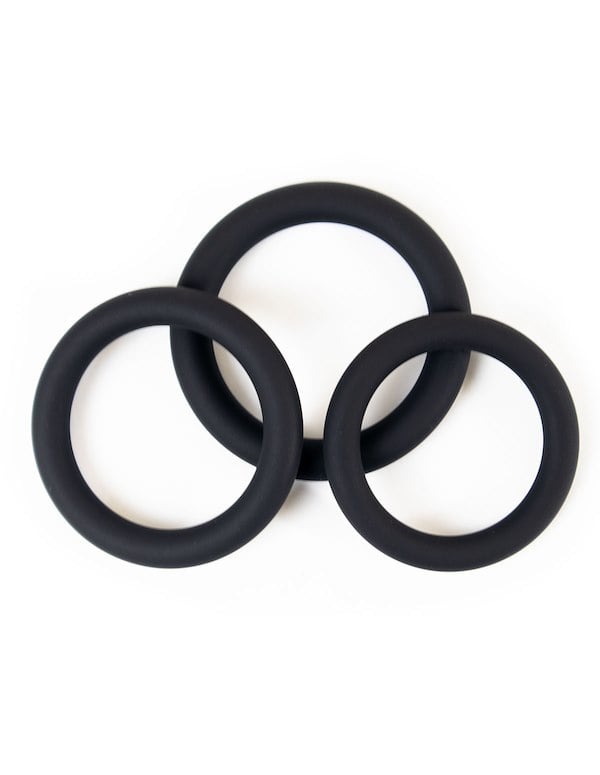Stay Stiff - 3Pc Cock Ring Set - Large default view Color: BK
