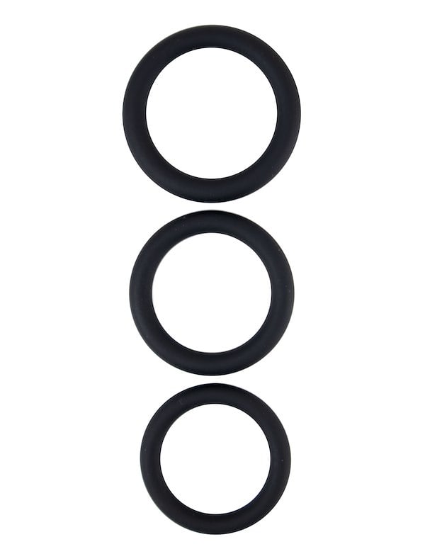 Stay Stiff - 3Pc Cock Ring Set - Large ALT1 view Color: BK