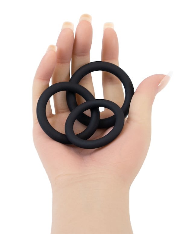 Stay Stiff - 3Pc Cock Ring Set - Large ALT2 view Color: BK