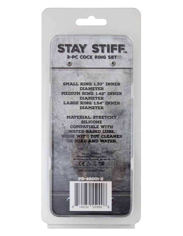 Stay Stiff - 3Pc Cock Ring Set - Large ALT5 view Color: BK