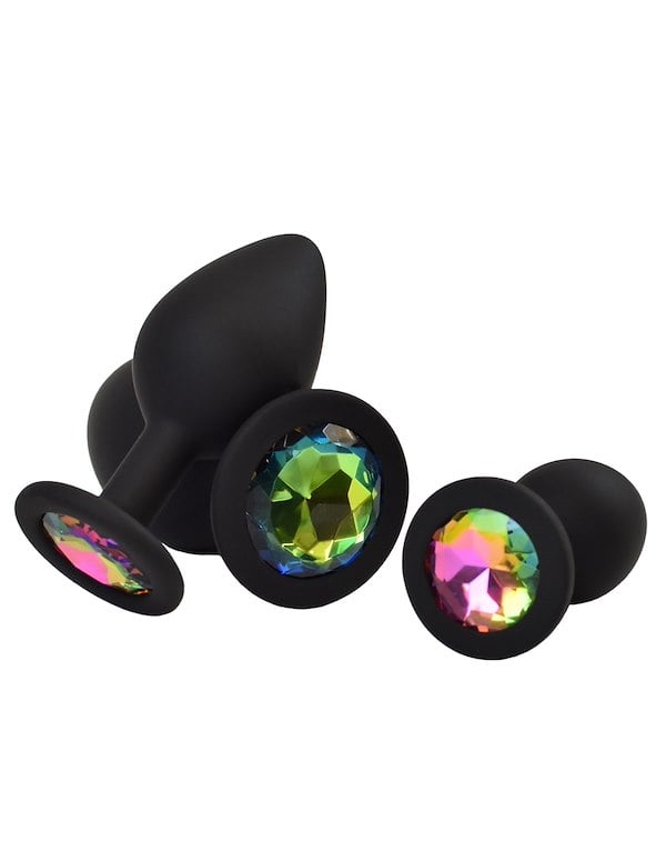 FEM GEM - 3PC SILICONE PLUG SET ALT1 view Color: BK