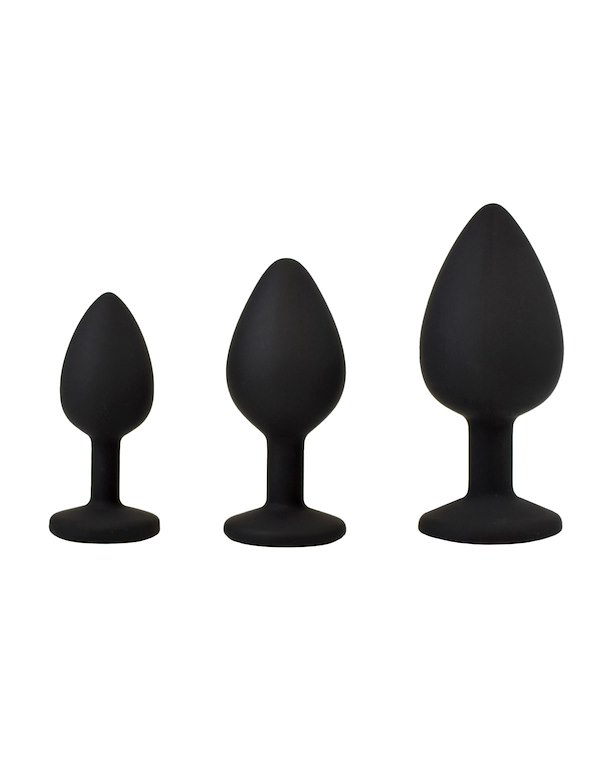 FEM GEM - 3PC SILICONE PLUG SET ALT2 view Color: BK