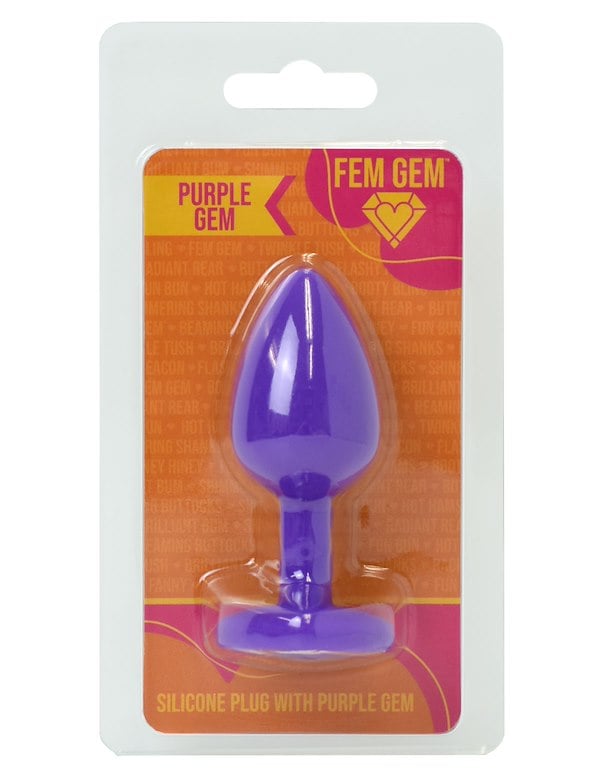 Fem Gem - Silicone Plug W/ Purple Gem ALT3 view Color: PR