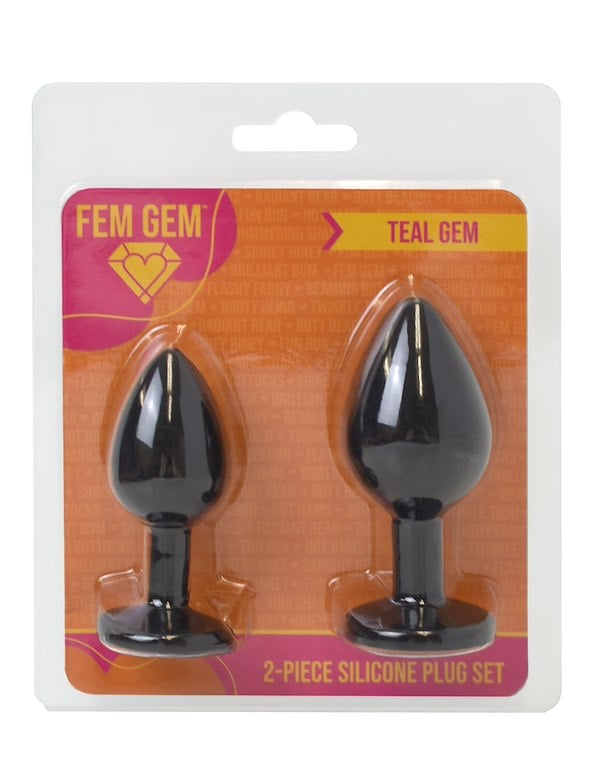 Fem Gem - 2Pc Silicone Plug Set ALT3 view Color: BK