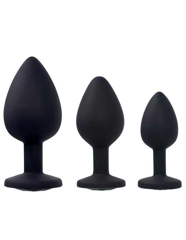 FEM GEM - 3PC SILICONE PLUG SET ALT1 view Color: BK
