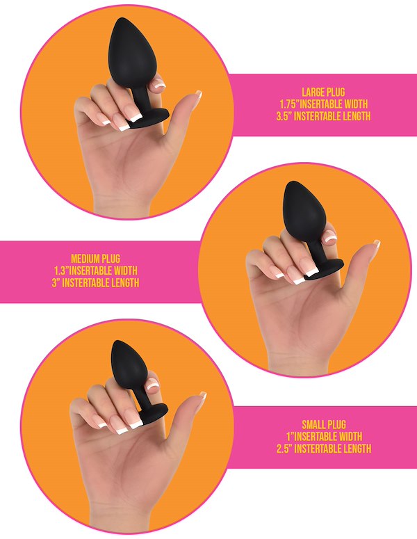 FEM GEM - 3PC SILICONE PLUG SET ALT2 view Color: BK