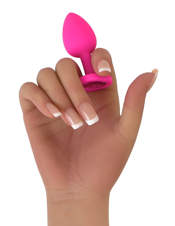 Fem Gem - Silicone Plug W/ Pink Gem ALT2 view Color: PK