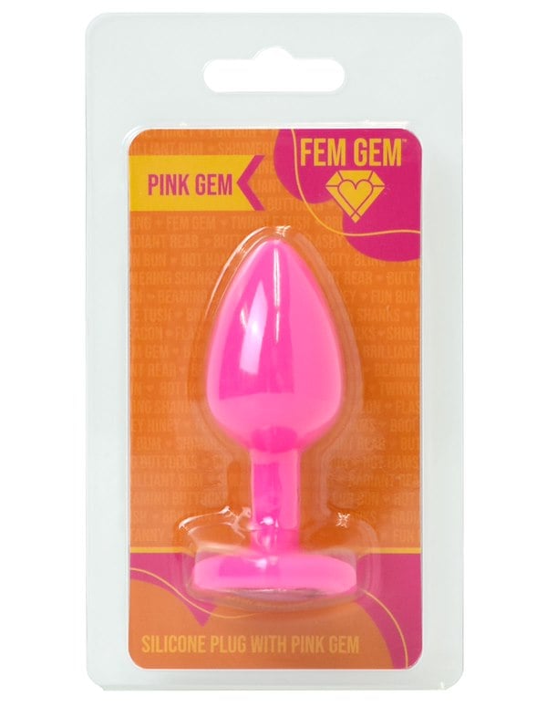 Fem Gem - Silicone Plug W/ Pink Gem ALT3 view Color: PK