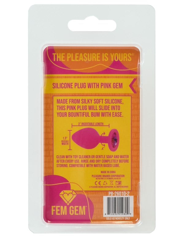 Fem Gem - Silicone Plug W/ Pink Gem ALT4 view Color: PK
