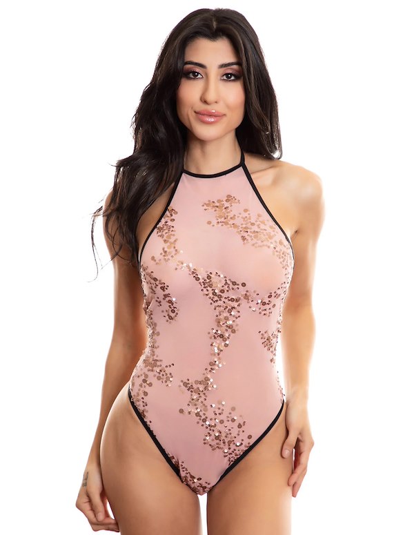 Mesh Bodysuit - Sequin Mesh default view Color: BKRS