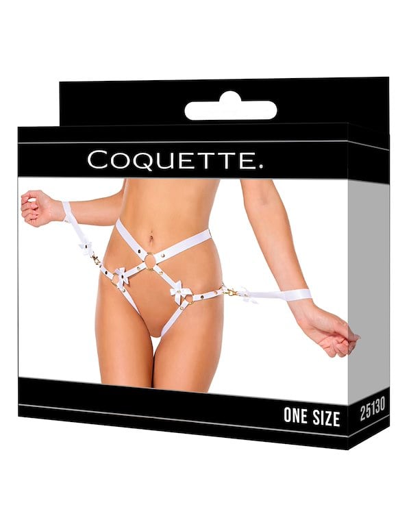 PLUS SIZE HARNESS PANTY WITH REMOVABLE RESTRAINTS ALT7 view Color: WH